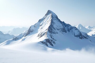 Snow covered mountain peak, stark white scenery, frost, mountain peak, cold