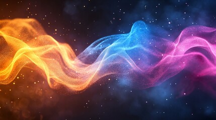 flowing visual loop animating over a colorful mist background