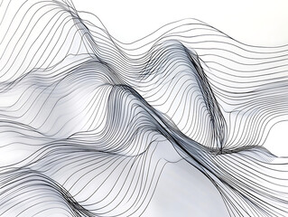 Black Wavy Lines Isolated on White Abstract Background Design