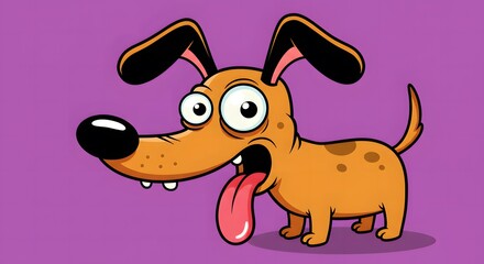 Silly cartoon dog with googly eyes and big tongue