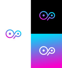 Abstract Infinity Loop Design Gradient Colors, Modern OP Logo, Branding Identity