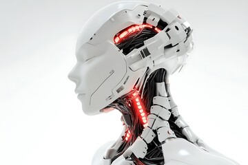 3D Style Cybernetic Neck with Embedded Neural Enhancements for Futuristic Design.