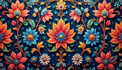 Intricate woven floral damask, repeating motif , fabric, textile, leaf