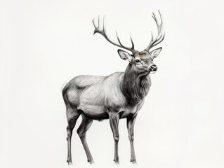 Detailed Drawing of a Stag in Profile