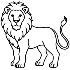 Minimalist Lion Line Art Vector