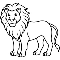 Minimalist Lion Line Art Vector