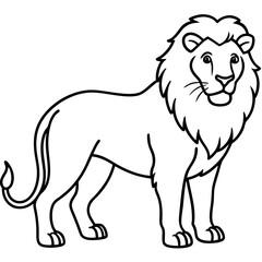 Minimalist Lion Line Art Vector