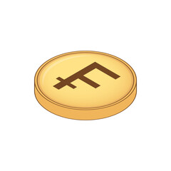 Swiss Franc coin illustration depicted in isometric perspective. Vector icon isolated on a white background