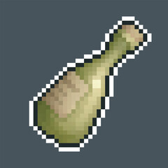 Fototapeta premium Green bottle wine in pixel art style with isolated background
