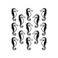 "Sea Life Icon Pack - Decorative Black Seahorses
