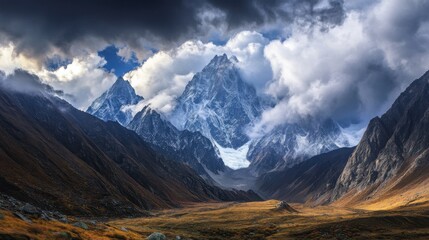Dark Storm Clouds Gathering Over Mountain Peaks
