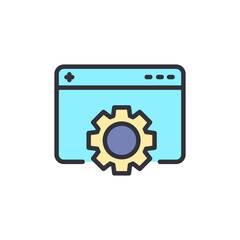 Online setting colored icons, minimalist vector illustration ,simple transparent graphic element .Isolated on white background