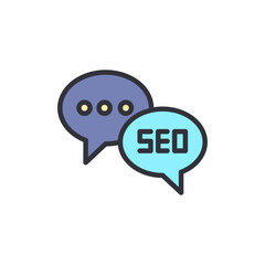 SEO chat colored icons, minimalist vector illustration ,simple transparent graphic element .Isolated on white background