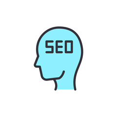 SEO mind colored icons, minimalist vector illustration ,simple transparent graphic element .Isolated on white background