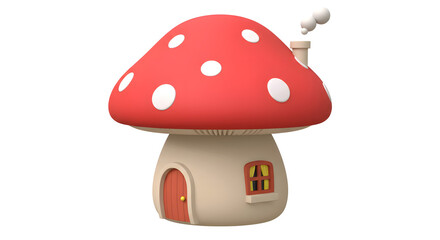 Cute Mushroom House Illustration: Fairy Tale Home Image