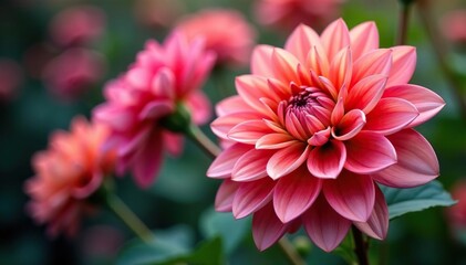 Intricate dahlia blooms, vibrant colors, close-up view , colorful, yellow, invitation