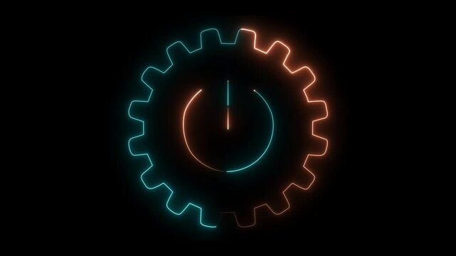 neon Settings icon vector isolated on Settings sign , filled dark symbol on black background power icon.