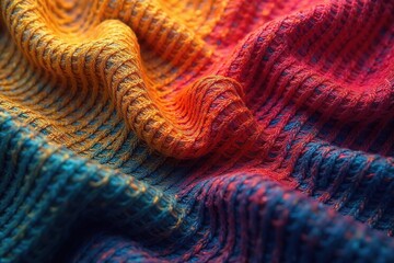 Fototapeta premium Intricate woven fabric, subtle color variations, close-up, crocheted