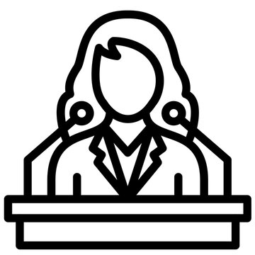 woman speaking at podium outline clip art preview