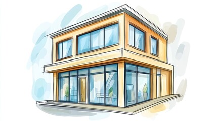 Fototapeta premium Modern Commercial Building Illustration