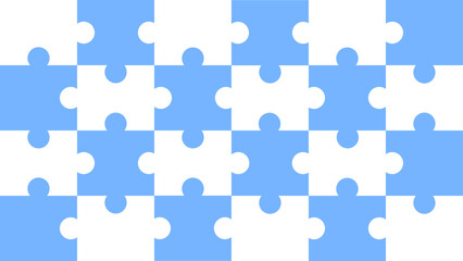 Naklejka premium Interlocking blue and white puzzle pieces forming a simple geometric background
