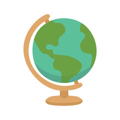 Cartoon vector illustration of school globe. Educational symbol for geography and travel themes.
