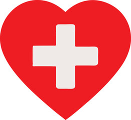Minimalist Medical Logo Featuring Heart and Cross for First Aid and Health Services.