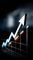 Business growth represented by upward arrow showcasing economic increase and investment success