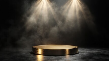 Golden Podium in Dramatic Lighting: A Stage for Success