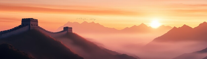 Sunrise over great wall