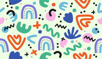 Colorful cute doodle pattern background vector design