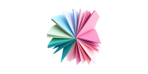 Colorful Origami Paper Fan Displayed In Circular Pattern. Creative Art And Craft Design Concept Isolated On Transparent Background