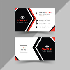 Modern, creative, and simple double-sided landscape orientation clean vector corporate business card template with black and yellow colour for business and personal use illustration design

