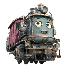 Fototapeta premium Charming Vintage Steam Train Locomotive Character Illustration