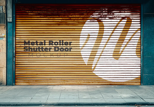 Metal Roller Shutter Door Mockup Urban Style