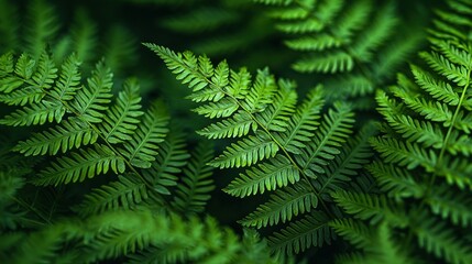 Lush Green Fern Fronds Close-up