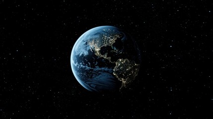 Obraz premium Planet Earth at night with glowing city lights