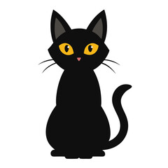Halloween black cat sitting vector on white background vector illustration