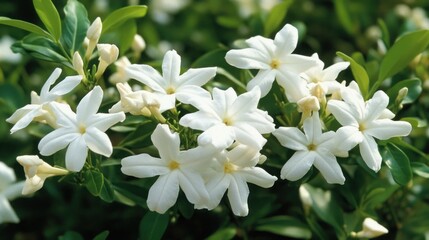 Obraz premium Cluster of white star-shaped flowers
