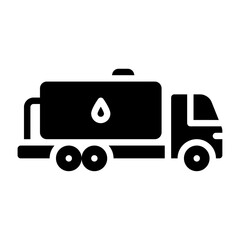 Obraz premium Water Truck glyph solid icon. water truck black illustration
