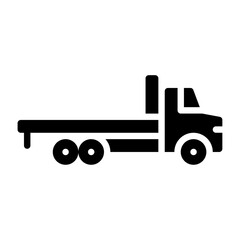 Flatbed glyph solid icon. truck black illustration