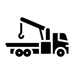 Crane Truck glyph solid icon. crane truck black illustration