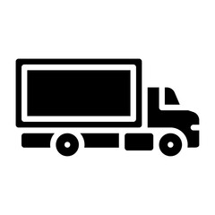 Box Truck glyph solid icon. cargo truck black illustration