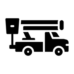 Bucket Truck glyph solid icon. truck black illustration