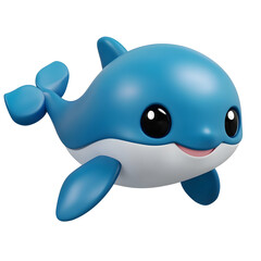 Obraz premium Whale 3d rendering cute cartoon ocean animal icon for kids, marine life, and educational illustrations