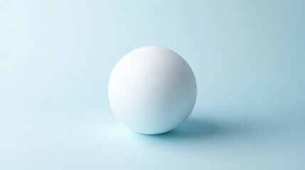 Single white sphere on light blue background