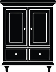 Cupboard icon black silhouette vector illustration on transparent background
