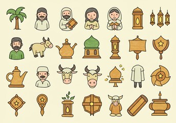 Diverse Cultural Icon Set Illustration for Various Applications