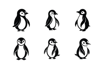 Fairy Penguin (Little Penguin) bird, silhouette vector illustration
