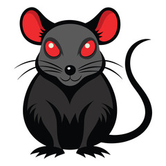 Halloween rat with red eyes vector on white background vector illustration